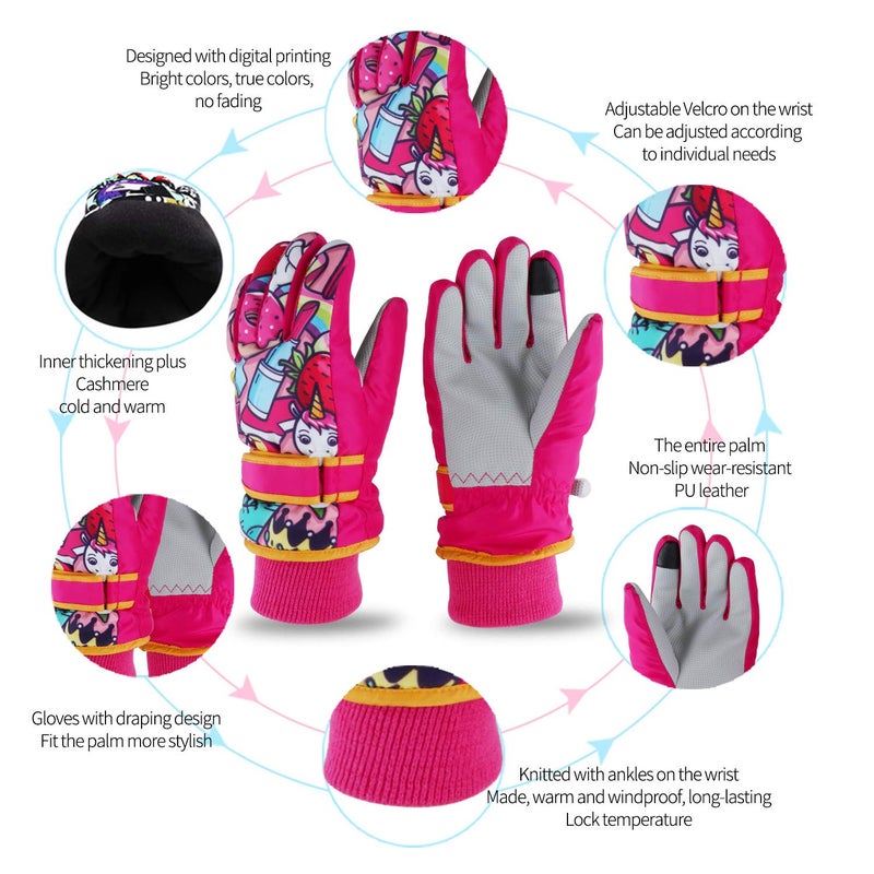 EVBEA Toddler Women Mens Snow Gloves Kids Waterproof Winter Warm Thermal Ski Snowboard Ladies Glove - Image 5